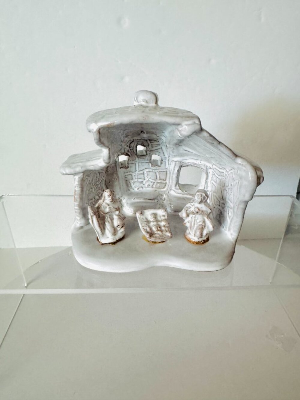 White Glazed Terracotta Nativity Scene Christmas Handcrafted Sicily Altier Erice
